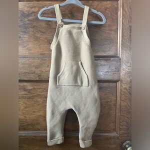Organic Little Planet by Carter’s | Ribbed Knit Tan Overalls 9 months